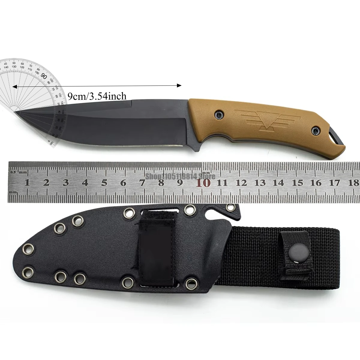 7503 كيلو بايت في الهواء الطلق مستقيم شفرة شفرة مثبتة سكين صيد الفولاذ المقاوم للصدأ التخييم بقاء القتال سكين ، مغامرة تسلق سكين