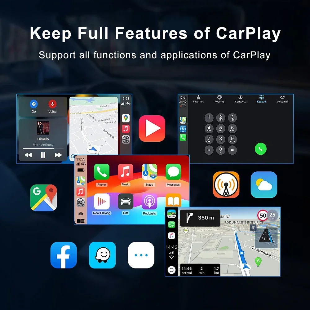 CarPlay com fio para CarPlay sem fio com adaptador USB Plug and Play CarPlay para Audi Volkswagen VW Benz Honda Ford