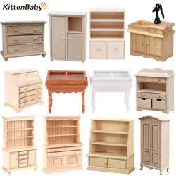 1:12 Dollhouse Miniature Cupboard Sink Chest Of Drawer Bookshelf Wardrobe Model Storage Cabinet Furniture Doll House Accessories