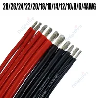 Cable de silicona resistente al calor Rojo Negro 26 24 22 20 18 16 14 12 10 8 6 4 AWG Cables eléctricos para batería de coche Solar automotriz