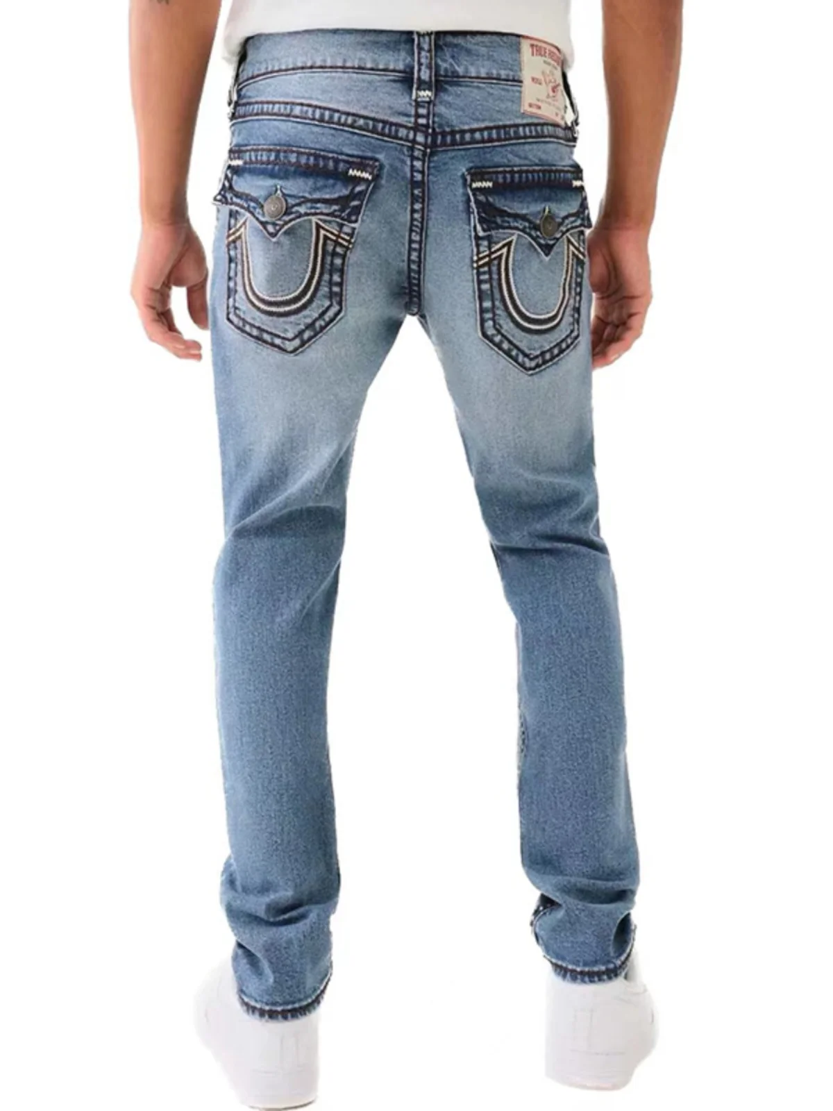 

Модные мужские джинсы в религиозном стиле, повседневные, свободного кроя, с эффектом потертости, прямые брюки в уличном стиле