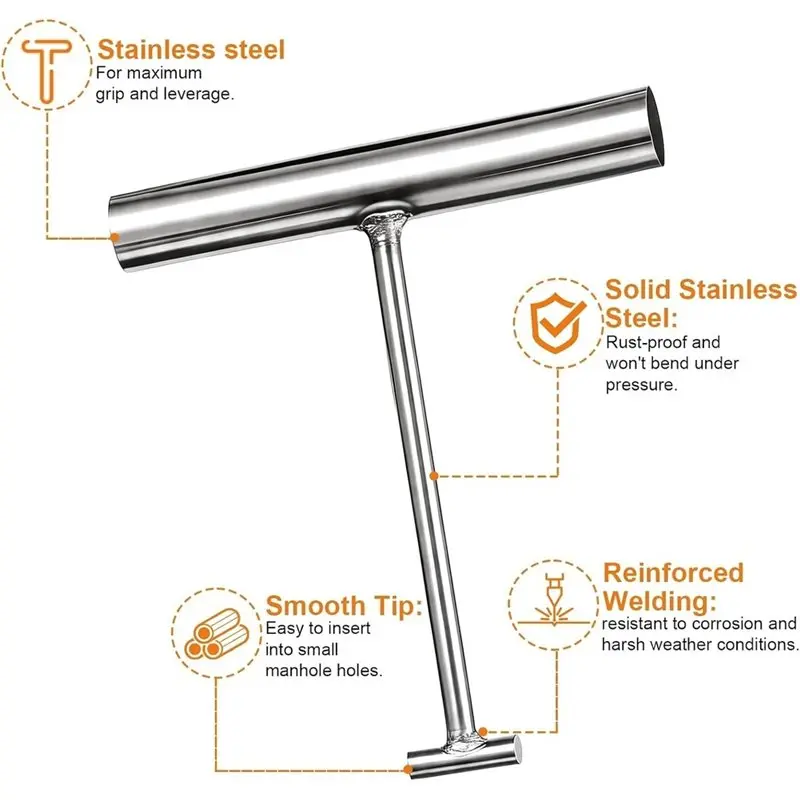 B08B-Channel Cover Lifter Manhole Cover Hook Heavy Duty Manhole Lid Hooks For Covers