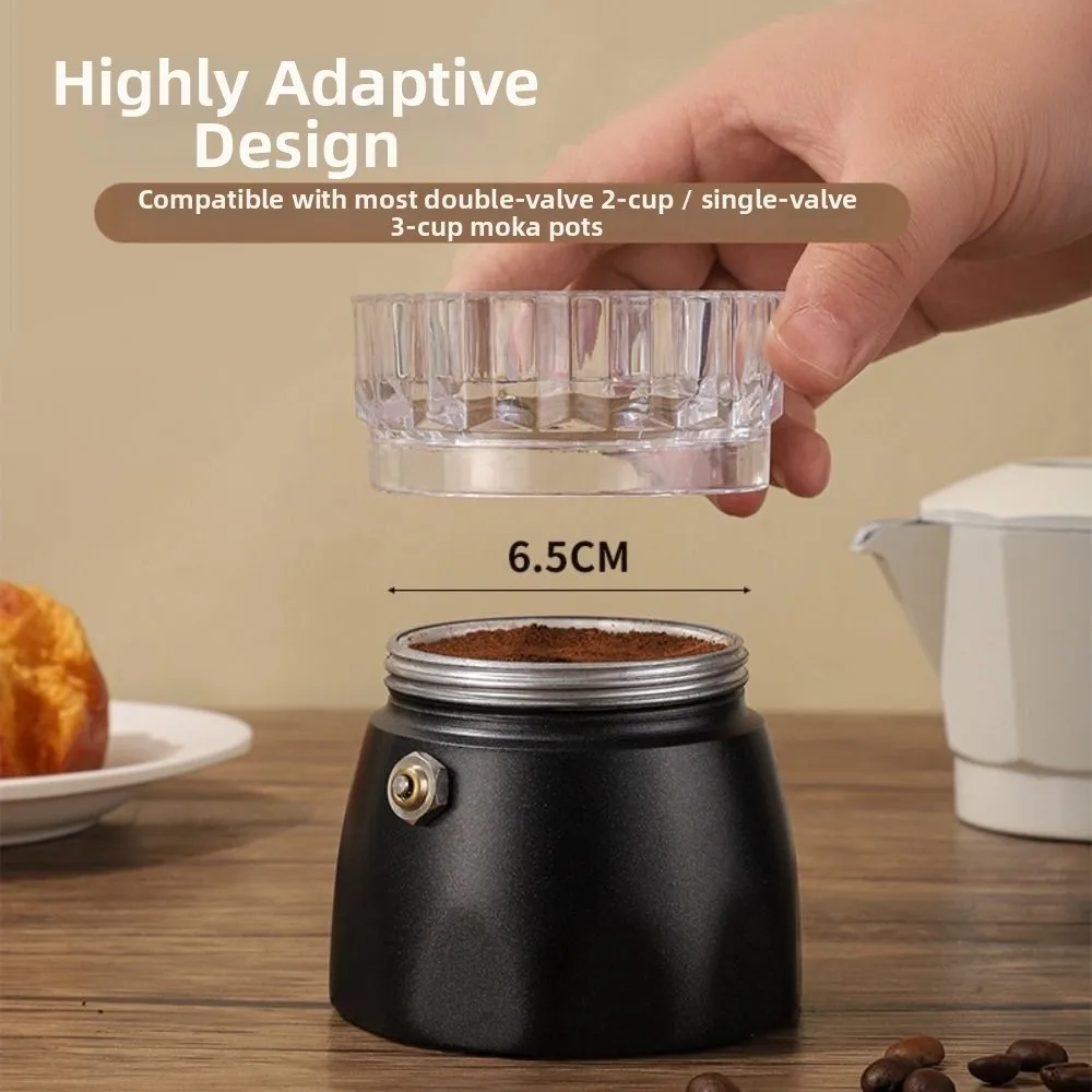 2 in 1 Mocha Pot Powder Dispenser Pressing and Filling Fast Distribute and Tamp Moka Pot Dosing Ring Coffee Maker Dosing Ring