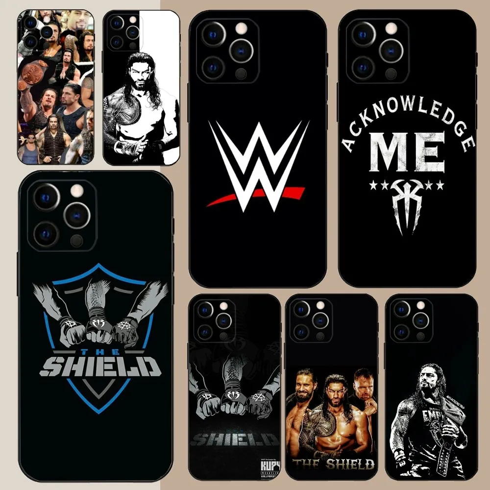 WWE The S-Shield   Phone Case For Apple iPhone 15,14,13,12,11,Pro,X,XS,Max,XR,Plus,Mini Soft Black Cover