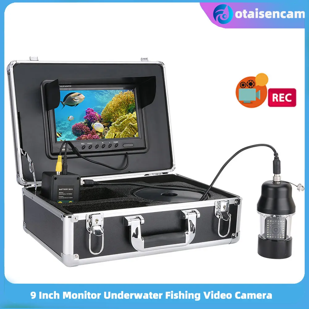 

9 Inch DVR Monitor Underwater Fishing Video Camera Fish Finder IP68 Waterproof 38 LEDs 360 Degree Rotating Camera 20-100m Cable