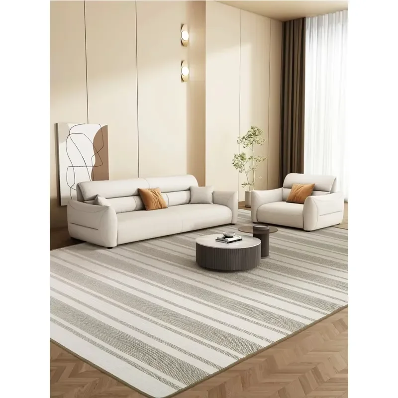Woven Stripe Rug New Zealand Wool 10mm Thick Machine Made Modern Non-Slip Swedish Home Decor