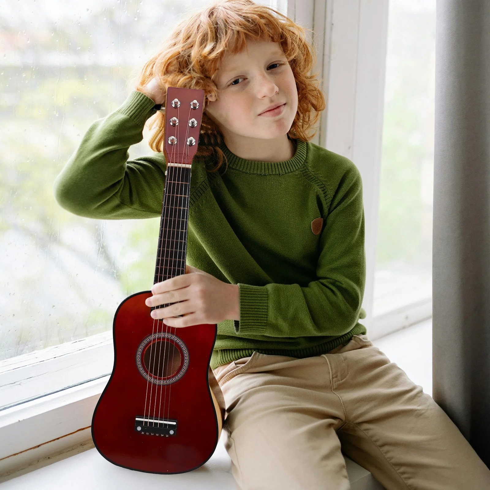 Stile vintage 23 pollici chitarra folk acustica per principianti strumento musicale in legno suono elettrico strumento giocattolo per bambini