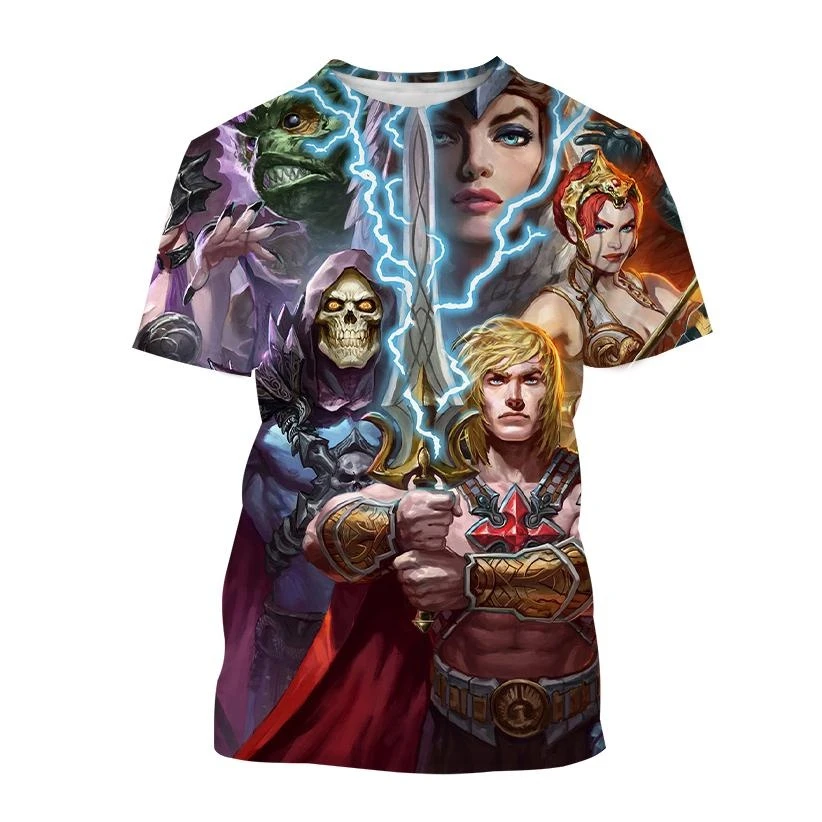 2024 New Masters of the Universe He-Man 3D T-shirt Fashion Men\'s Personality Cool Anime Creative Short Sleeve Kids Funny Tees