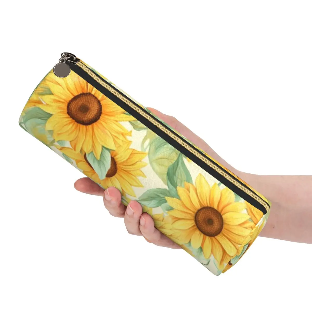 Sunflower Vibrant Yellow Floral Pencil Case Pen Holder Stationery Supplies Large Capacity Pen Box Pencil Bag for Boy Girl Gifts