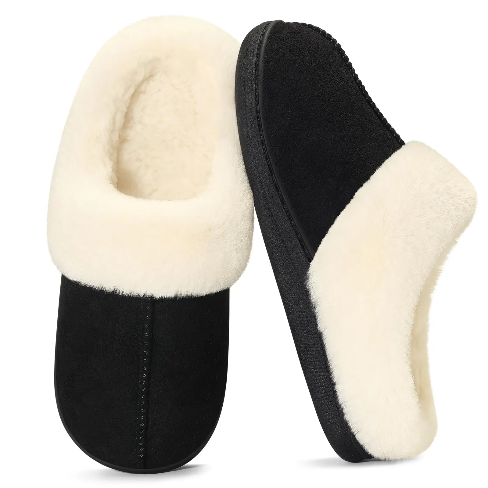 Shevalues Winter Flauschige Damen-Hausschuhe mit Kunstfell-Futter, Rutschfeste Memory-Schaum-Pantoffeln, Kuschelige Warme Baumwollschuhe – Detail 18