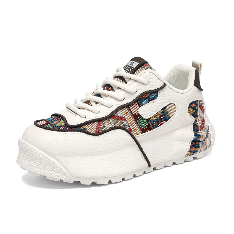 

Big Size Thick Sole Height Increasing Fashionable Color Blocked New Breathable Versatile Low Top Casual Men's Shoes