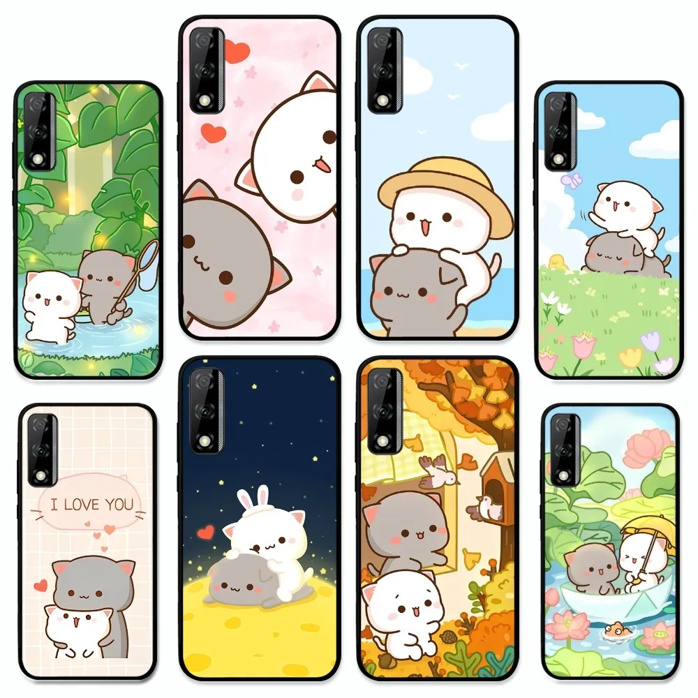 

Cartoon Peach Mochi Cat Phone Case For Huawei Y9 6 7 5 Prime Enjoy 7s 7 8 Plus 7a 9e 9plus 8E Lite Psmart Shell