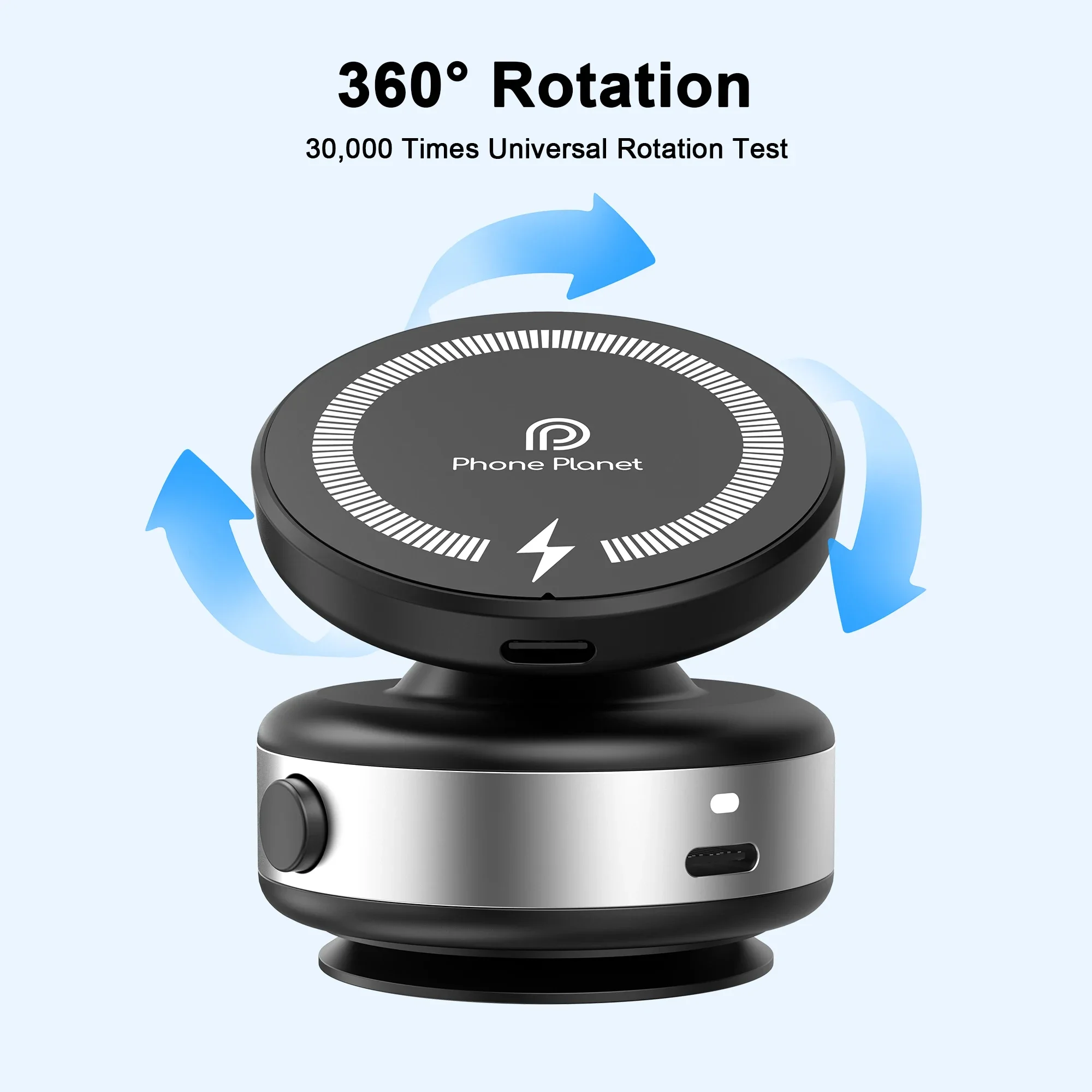 

Alloy Wireless Charging Car Phone Holder Magnetic & Electric Vacuum Suction 360° Rotation Multi-Scenario for Iphone17 16 Samsung