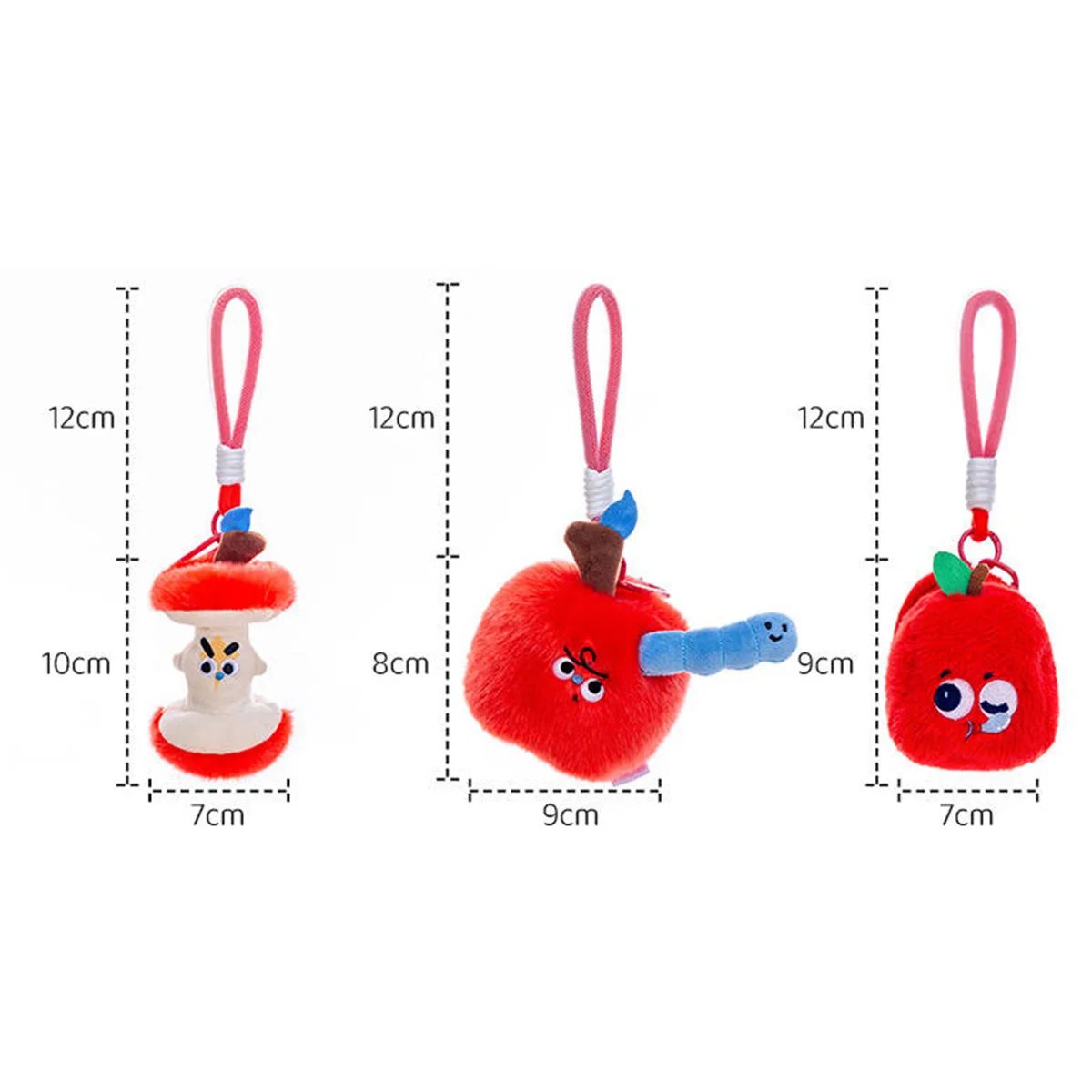 Cartoon Anime Fruit Series Plush Toys Funny Apple Long Worm Creative Design Apple Core Plush Doll Keychain Coin Purse Cute Gift