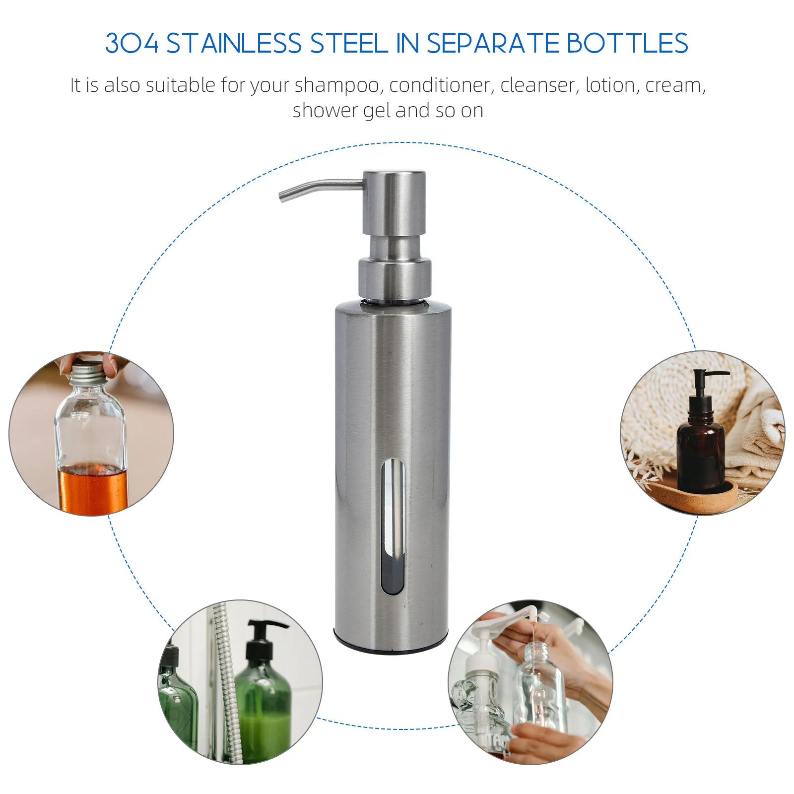 

Stainless Steel Soap Dispenser Creative Refillable Bottle Portable Shower Gel Shampoo Pump Home Bathroom Travel Supplies