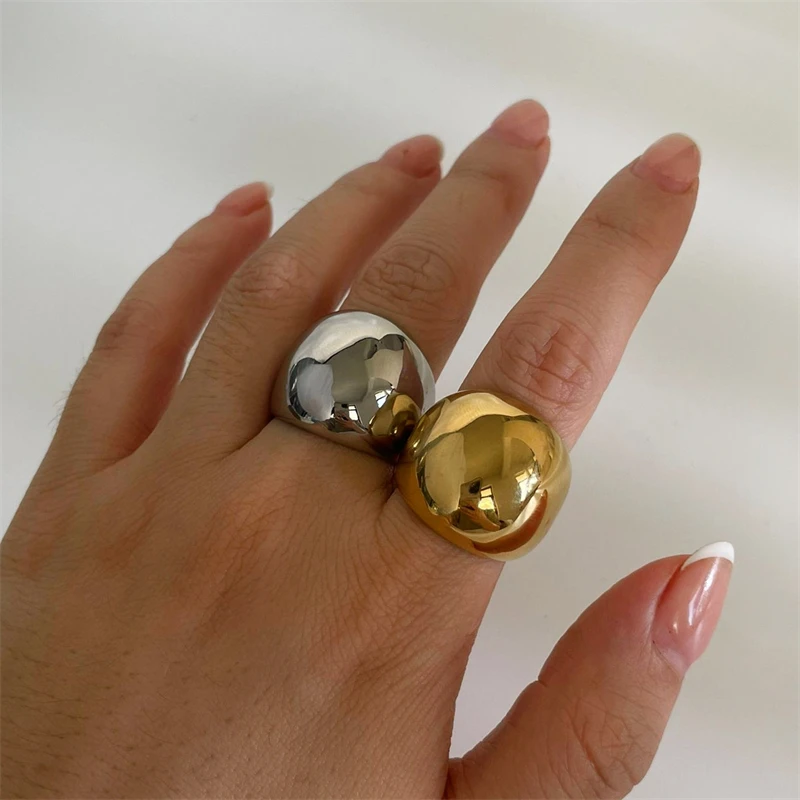 

Ailodo Chunky Stainless Steel Rings For Women Minimalist Party Wedding Statement Rings Simple Fashion Jewelry Christmas Gift