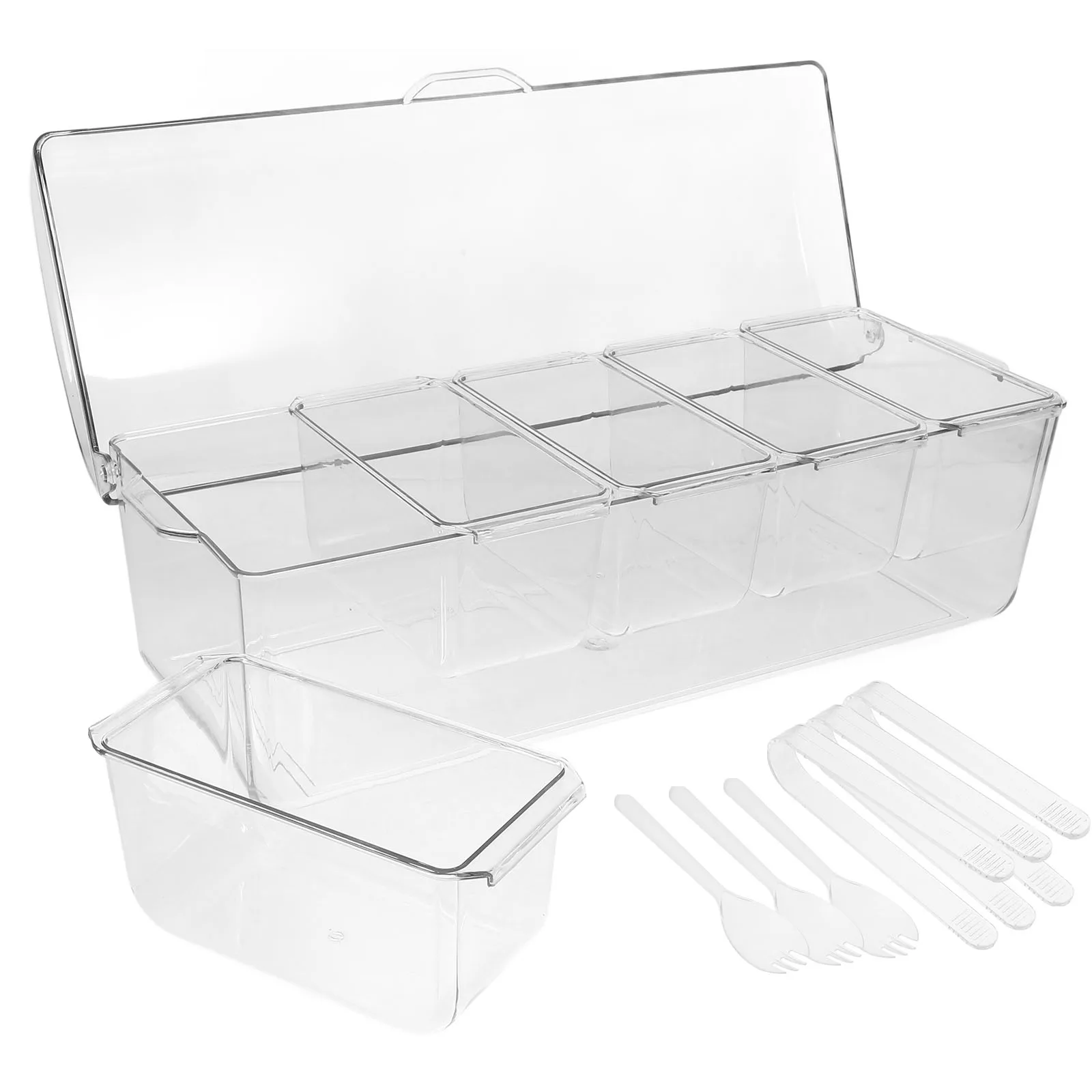 

1 set Salad Storage Box Chilled Compartment Container Leak-Proof Condiment Holder For Picnic Bbq Party Refrigerator Easy Carry