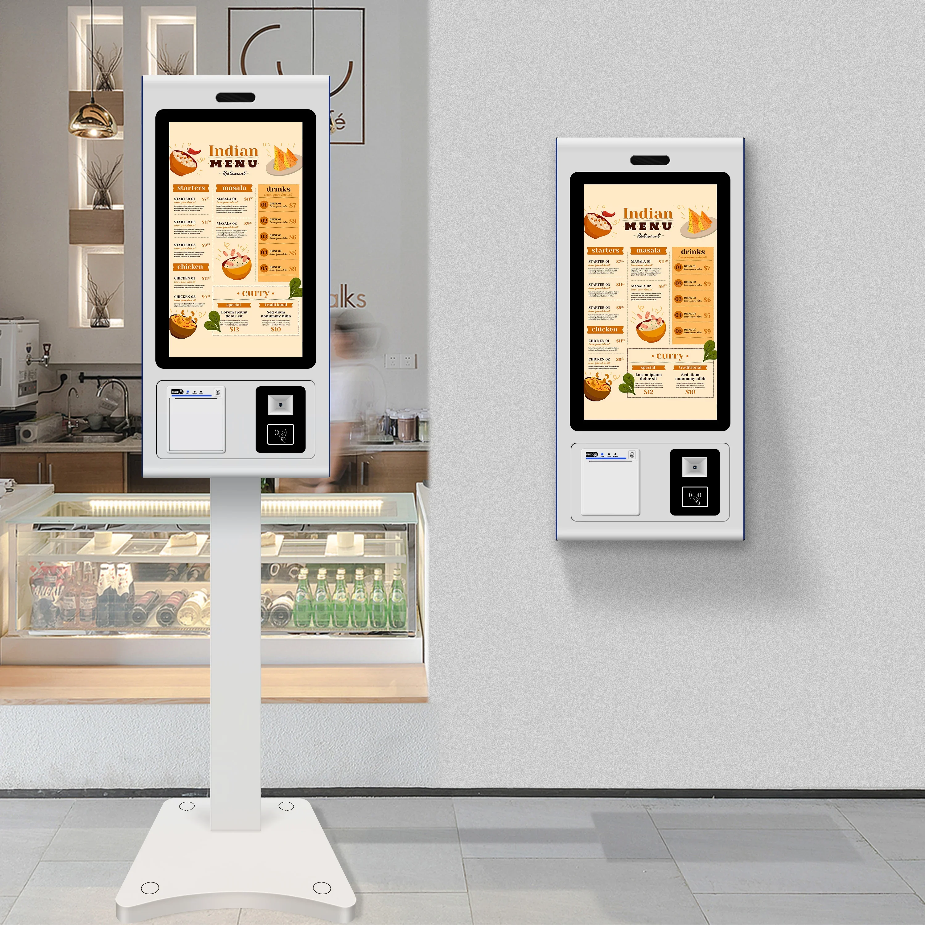 Food Delivery Robot Self Driving 21.5 Inch Android System Self Service Cash Register Touch Screen Kiosk For KFC Fast Food Order