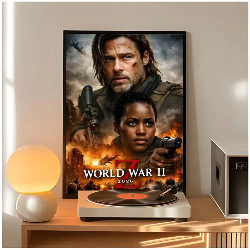 zombie action w-world war z Poster Classic Wall Art  Home Decor  Peel and Stick Unframed view 4