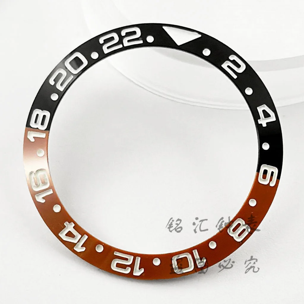 Sloping 38mm Orange Yellow Green Blue Black GMT Ceramic Bezel Watch Insert For Watch Replace Watch Bezel Inserts
