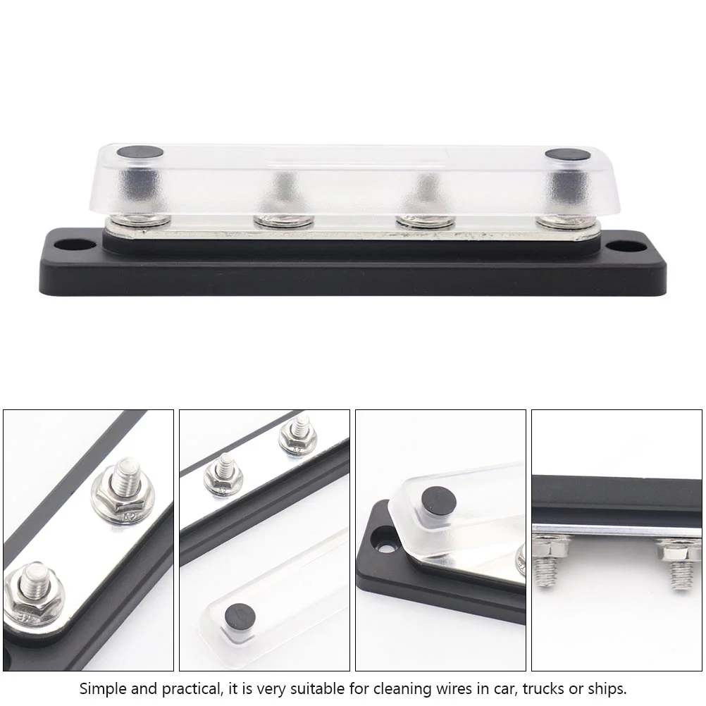 1pc 4 Positions Single Bus Bar Useful Electric Terminal Junction Block Bus Bar Block Terminal Block Distribution Block