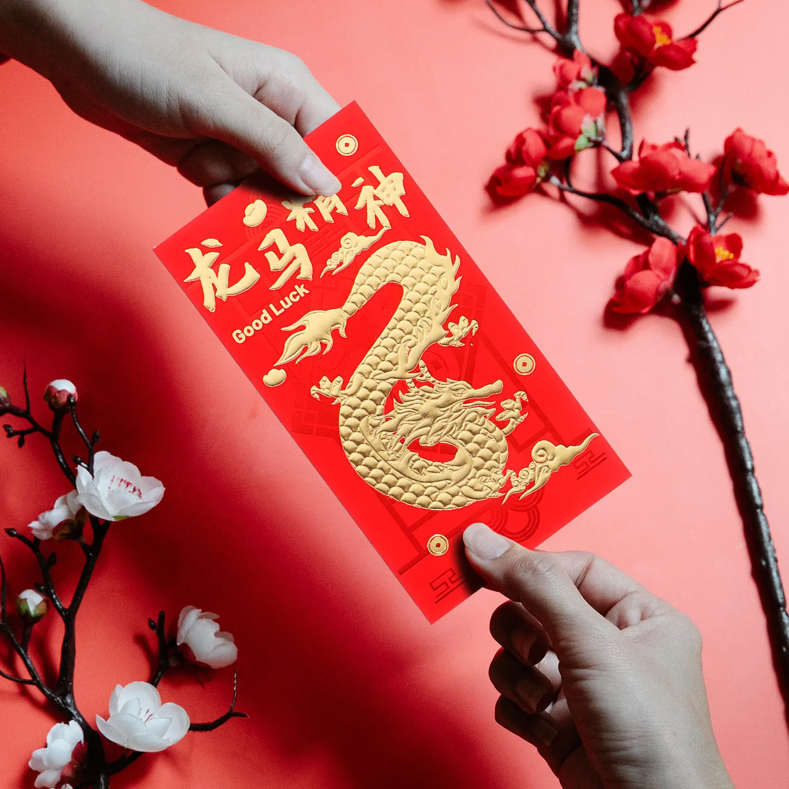 30Pcs Spring Festival Red Envelopes Paper Red Money Pockets Chinese New Year Cash Envelopes Pattern Year of Dragon