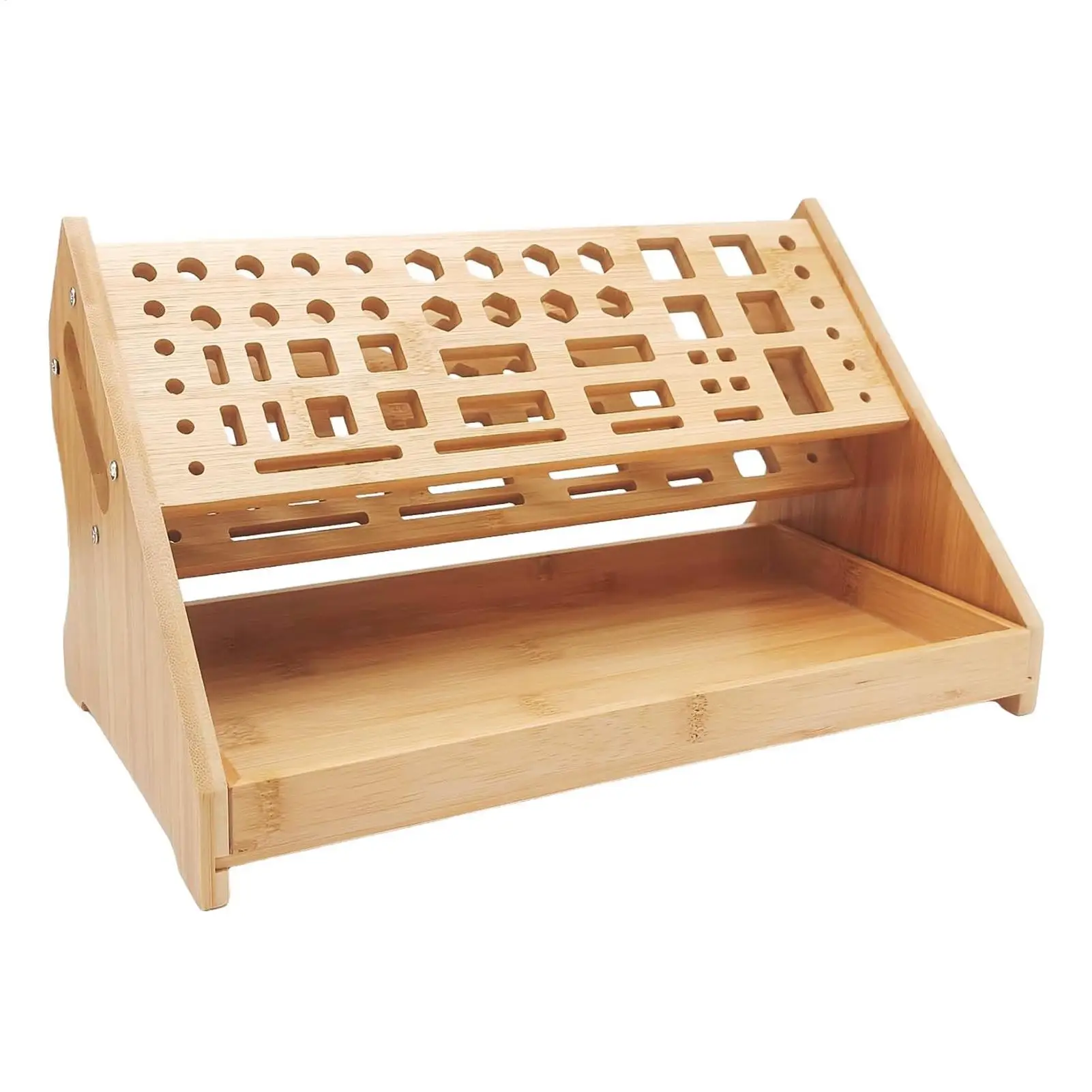 

Органайзер для плоскогубцев, деревянная подставка для хранения с 53 отверстиями и подносом, органайзер для ручных инструментов для хобби, ремонта, настольная книжная полка, перфорированная доска, гараж