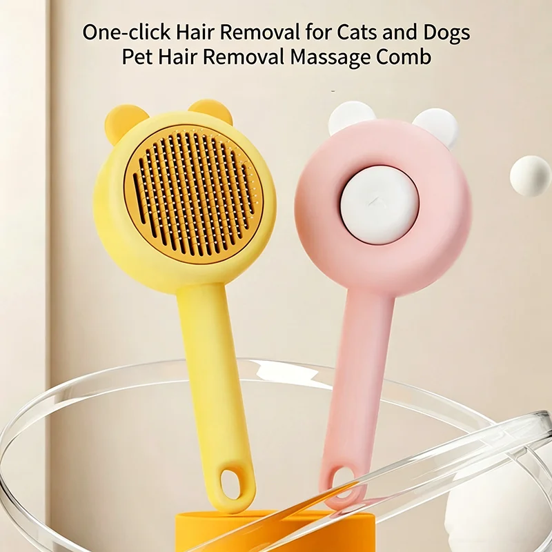One Click Self Cleaning Pet Grooming Comb Floating Fur Removal Massage Brush Daily Beauty Care Tool For Cat Dog Puppy Kitten