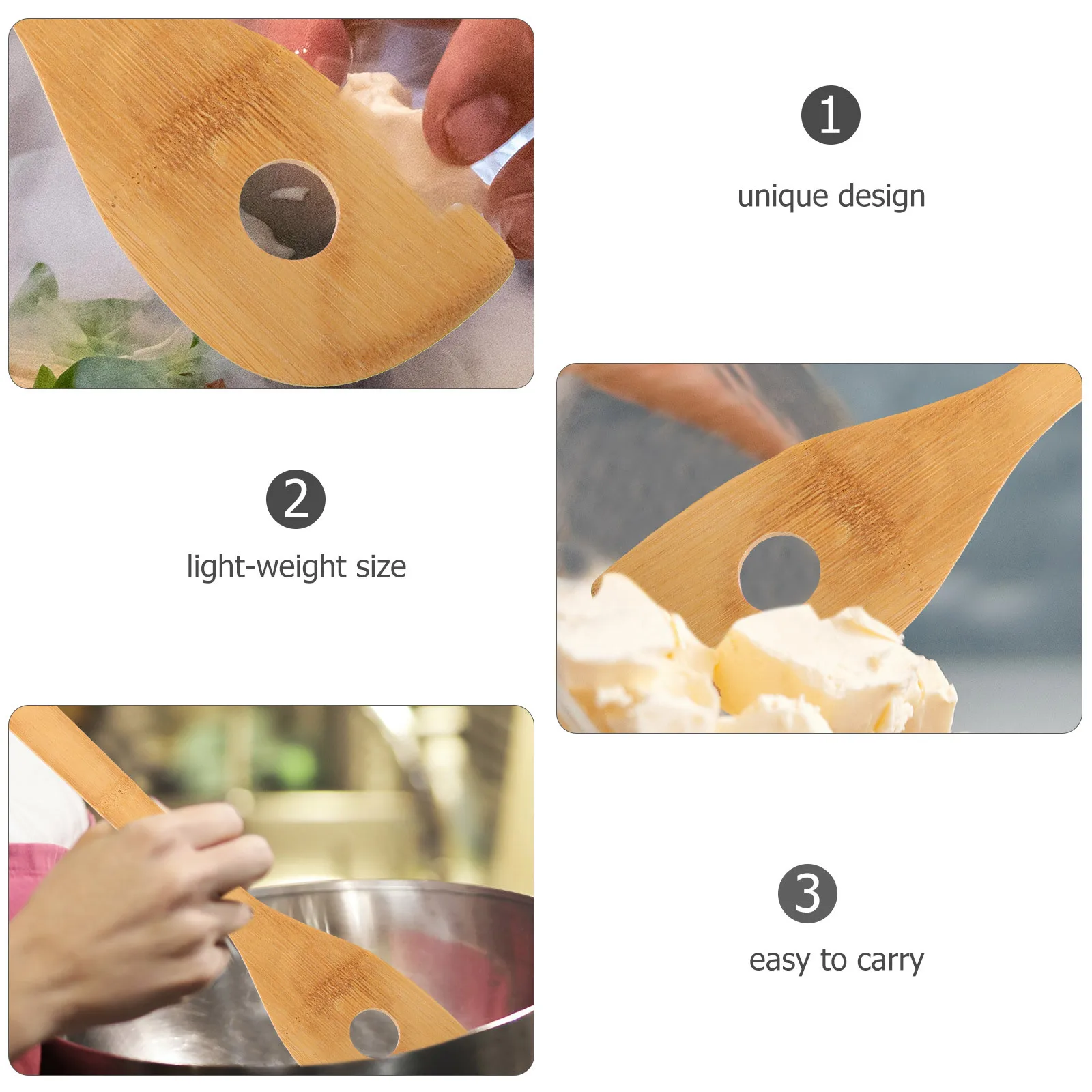 

1Pcs Bamboo Wood Mixing Spoon Small Hole Stirrer Egg Beater Practical Kitchen Cooking Tool Lightweight Portable