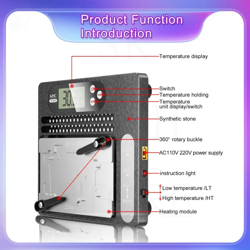 I2C T18 Universal Desoldering Station Suit untuk X-15ProMax ponsel pemanasan cepat Motherboard PCB pemisah Degumming Platform