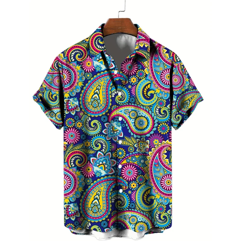 Vintage Trendy Paisley 3D Printed Shirt Summer Lightweight Breathable Men's Short Sleeve Tops Ethnic Style Street Casual Shirt