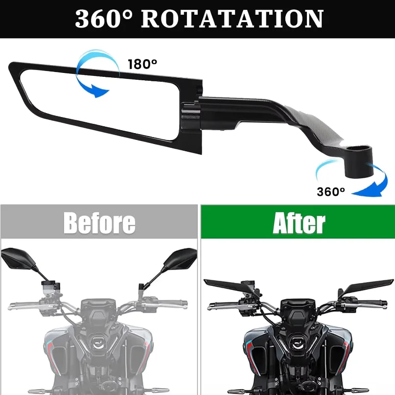 For YAMAHA MT 07 MT07 MT 09 MT09 SP MT 10 MT10 SP Motorcycle Mirrors Stealth Winglets Mirror Kits To Rotate Adjustable Mirrors