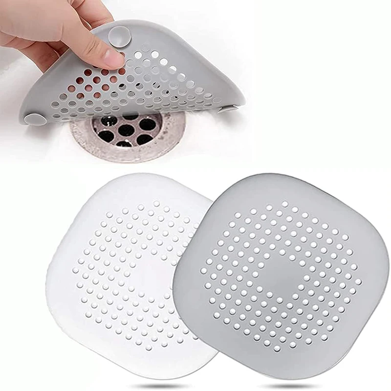 2/4Pcs Silicone Drain Protector with Sucker Sink Strainer Protector Shower Drain Cover Hair Catcher Strainer Plug Trap Filter