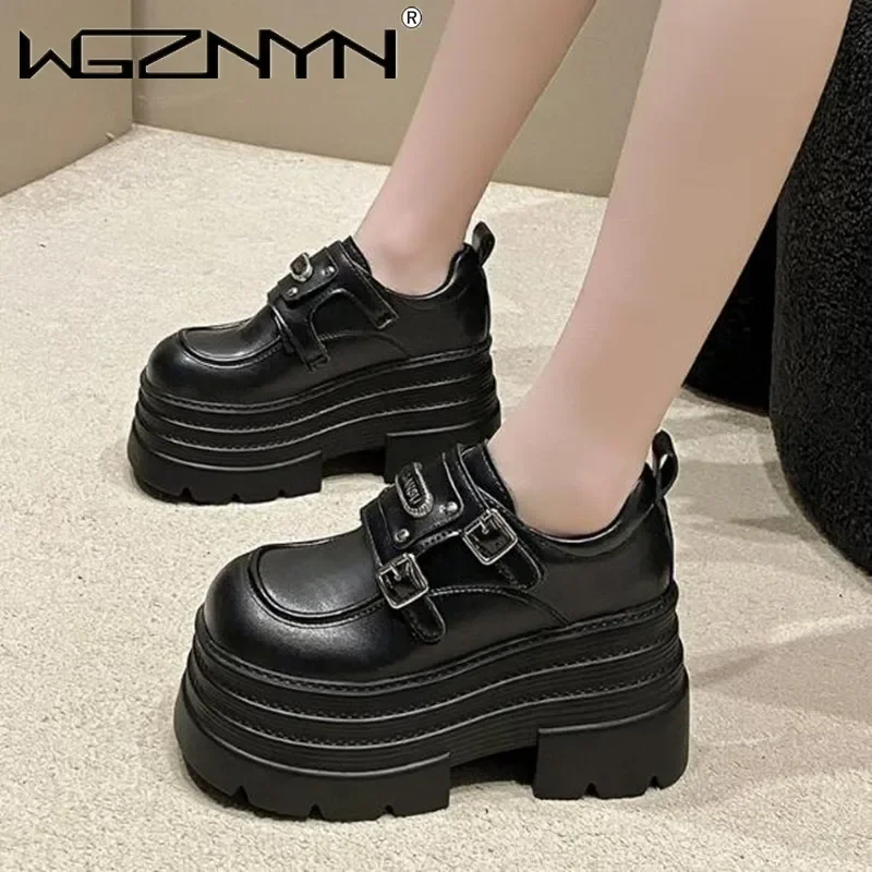 New Spring 10CM Platform Women Loafers Shoes Flats Casual Walking Shoes Woman 2025 Designer Leather Sneakers Mujer Zapatos Pumps