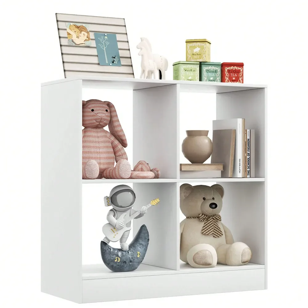 

Kids' Storage And Shelving Toy StorageKids Toy Storage Organizer 4Cube Wooden Display Bookcase With AntiToppling Device