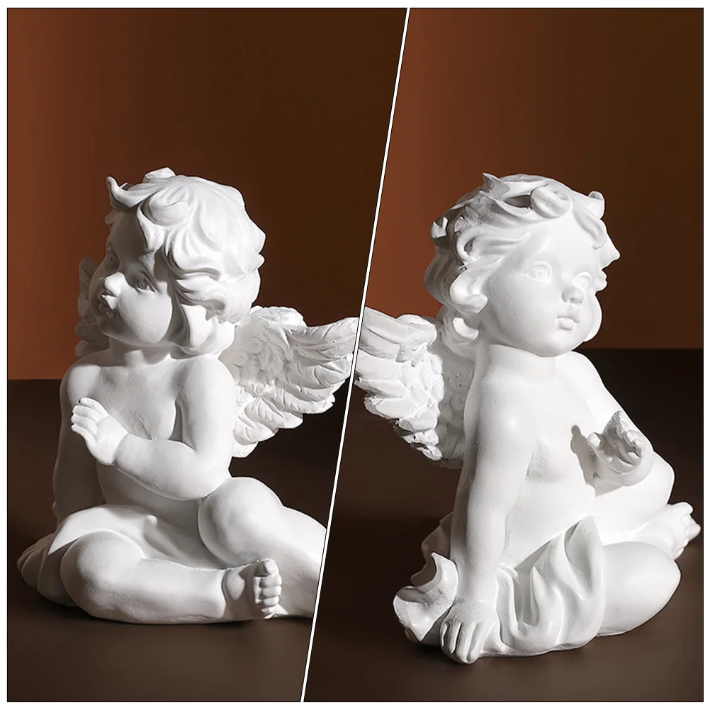 

2Pcs Resin Angel Sculpture Adorable Home Decor Piece Compact Lightweight Design Ideal for Room Atmosphere Photography Prop