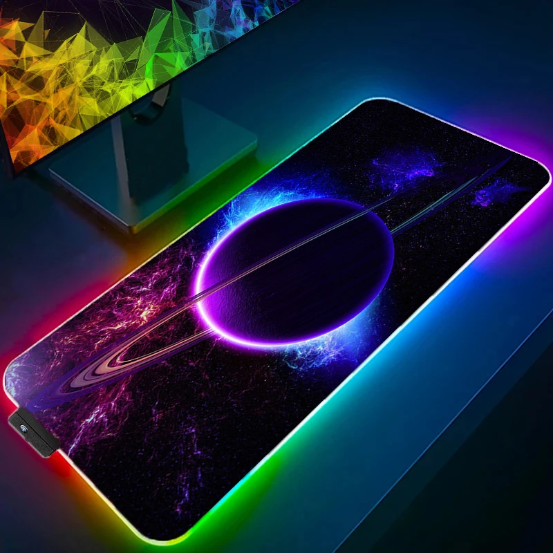 الفضاء LED ضوء ماوس الوسادة RGB أنيمي الألعاب الملحقات السجاد ألعاب الكمبيوتر لوحة المفاتيح LOL مكتب حصيرة العلم الأمريكي Mausepad
