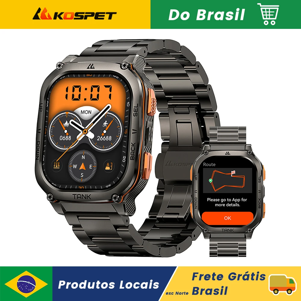 2025 KOSPET TANK M3 Ultra GPS Relógio Inteligente Homens Grau Militar 60 Dias Bateria Bússola Altímetro Barométrico 5ATM IP69K À Prova D 'Água