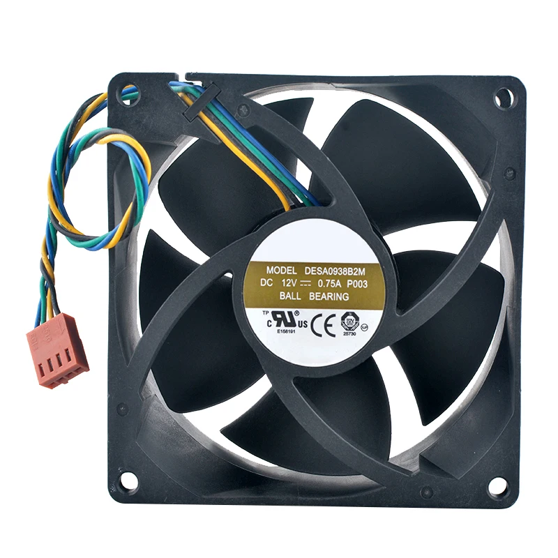 (2pcs) DESA0938B2M 92mm High-Speed Cooling Fan Dual Ball Bearing 9.2cm 92x92x38mm DC12V 0.75A 4-Pin Fan for Workstation Chassis