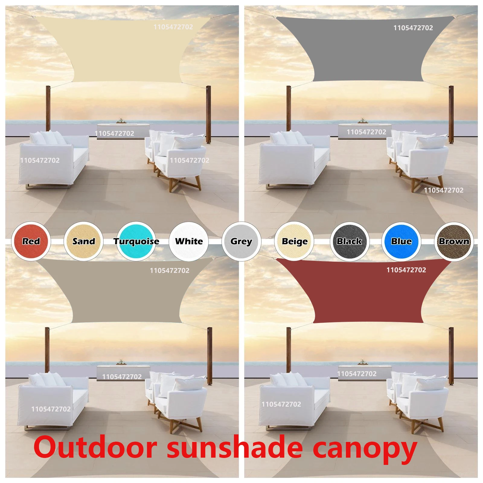 Rectangular Waterproof Sunshade Sail Shed - UV Resistant Sunshade Shed and Privacy Screen, Suitable for Outdoor Gardens, Terrace