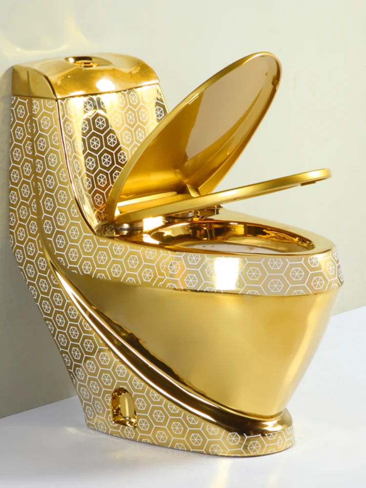 New golden toilet creative personality light luxury bathroom Hotel lottery toilet