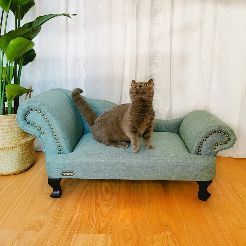 American Cat Sofa All Season Universal Kitten Nest Solid Wood Dog Bed Internet Famous Feline Couch Elegant Pet Chesterfield