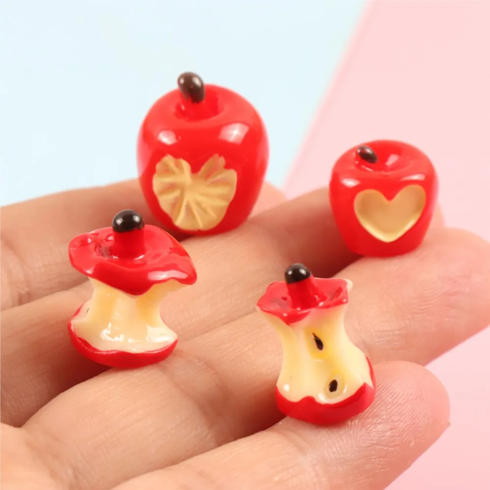 10Pcs 3D Red Apple Resin Charm Simulation Fruit Small Pendants For DIY Earring Necklace Keychain Crafts Jewelry Making Accessory