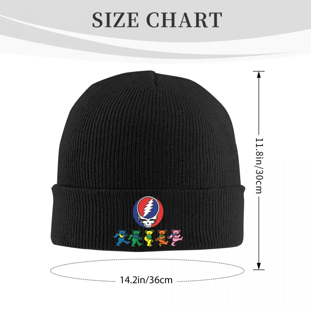 The gratells Deads Band Beanie gorros para hombre y mujer, gorros de punto Kpop Vintage, gorros elásticos estampados, Otoño e Invierno