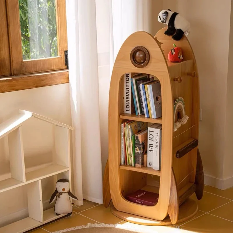 Custom Wooden Children's Multi-Layer Bookshelves Toy Storage Racks Cabinets Bedroom Furniture Made with Simple Design