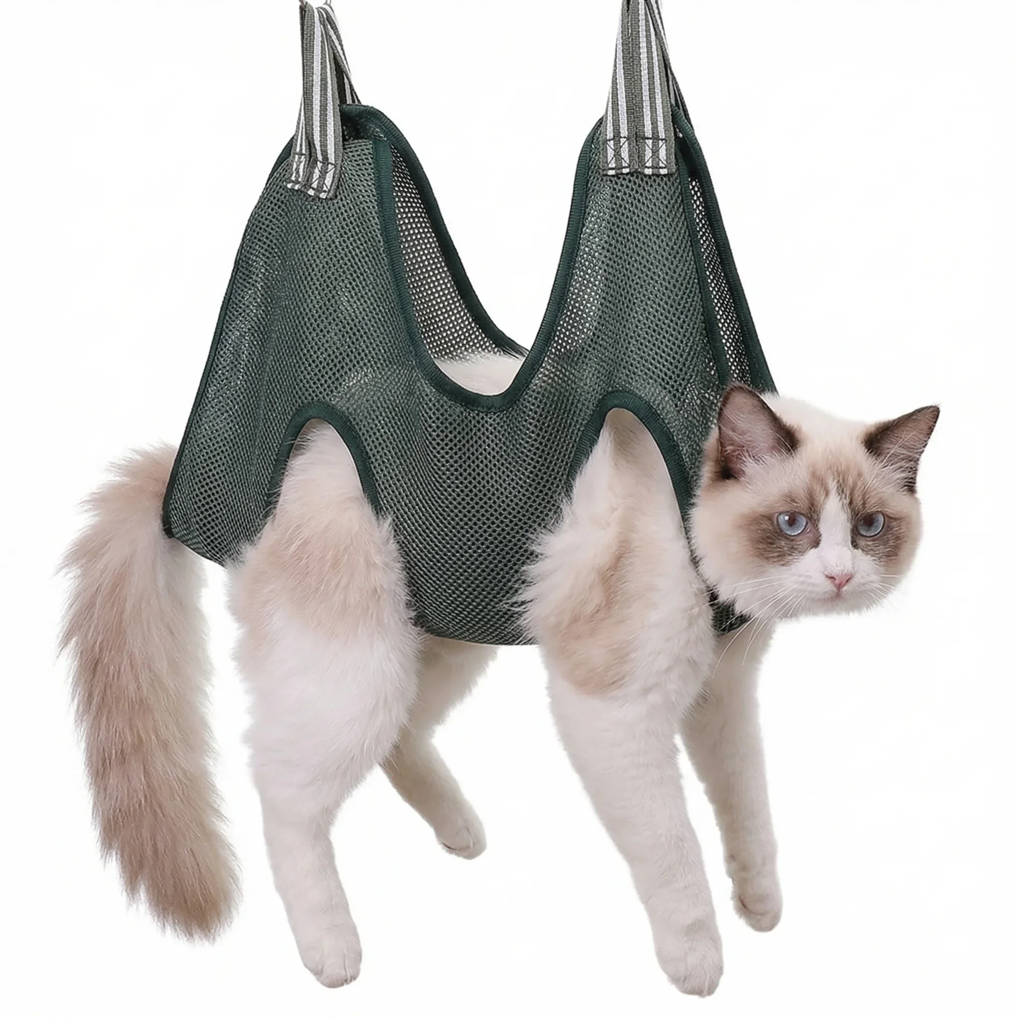 Breathable Mesh Pet Cat Grooming Hammock Hanging Sling Restraint Bag for Cat Nail Trimming Bath Grooming Helper