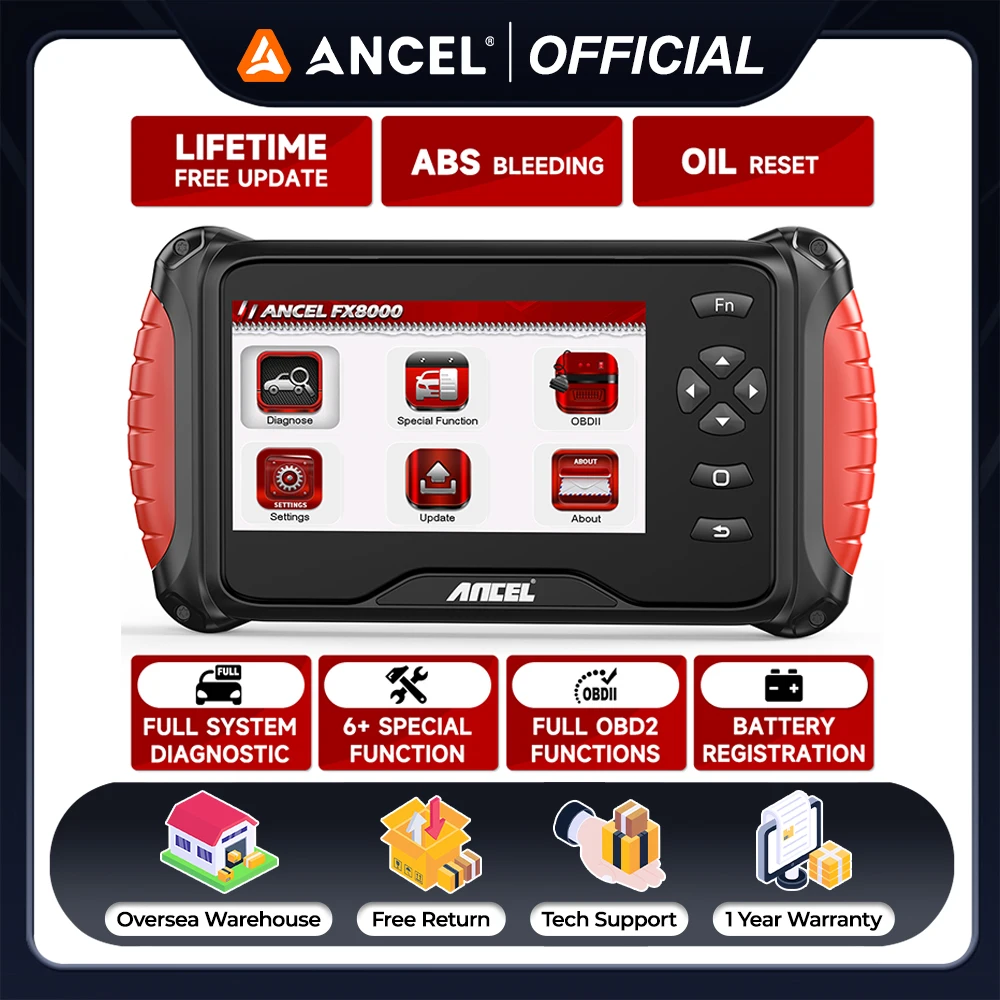 

ANCEL FX8000 Full System Car Diagnostic Tool Auto OBD2 Scanner ABS EPB TPMS Oil Reset Engine Code Reader Lifetime Free Update