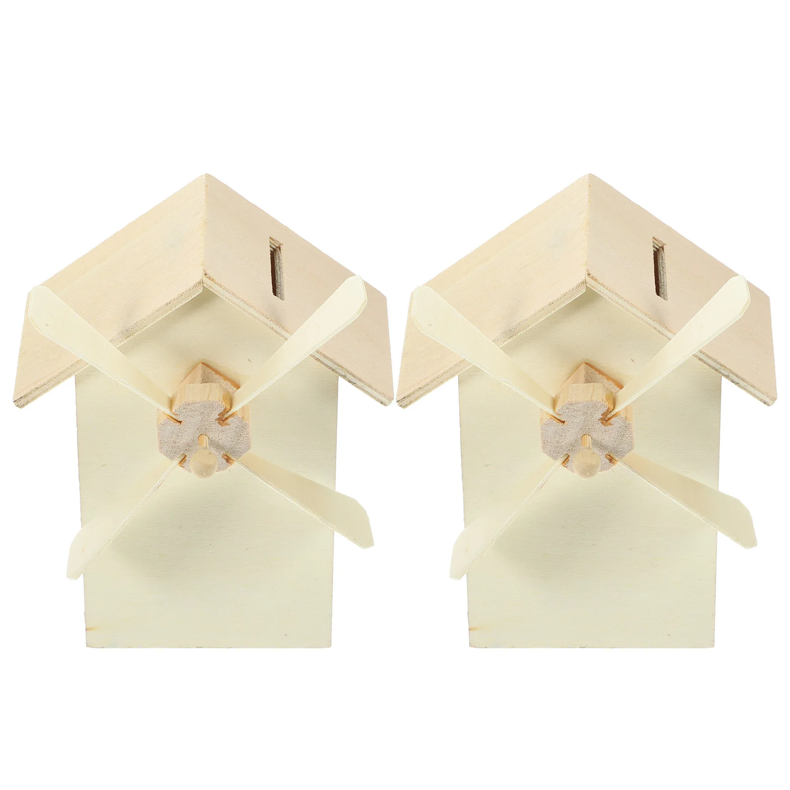 Vaguelly 2個入り木製貯金箱キット 子供用 未完成収納クラフトおもちゃ 風車貯金箱 子供へのプレゼント