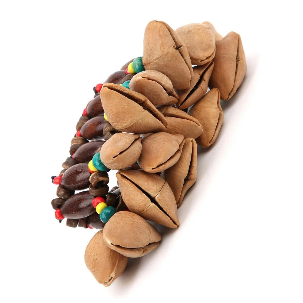 2PCS Handmade Rattle Design Nut Shell Handbell Nut Shell Colorful Seed Rattle Bracelet African Drum Bracelet For Relax