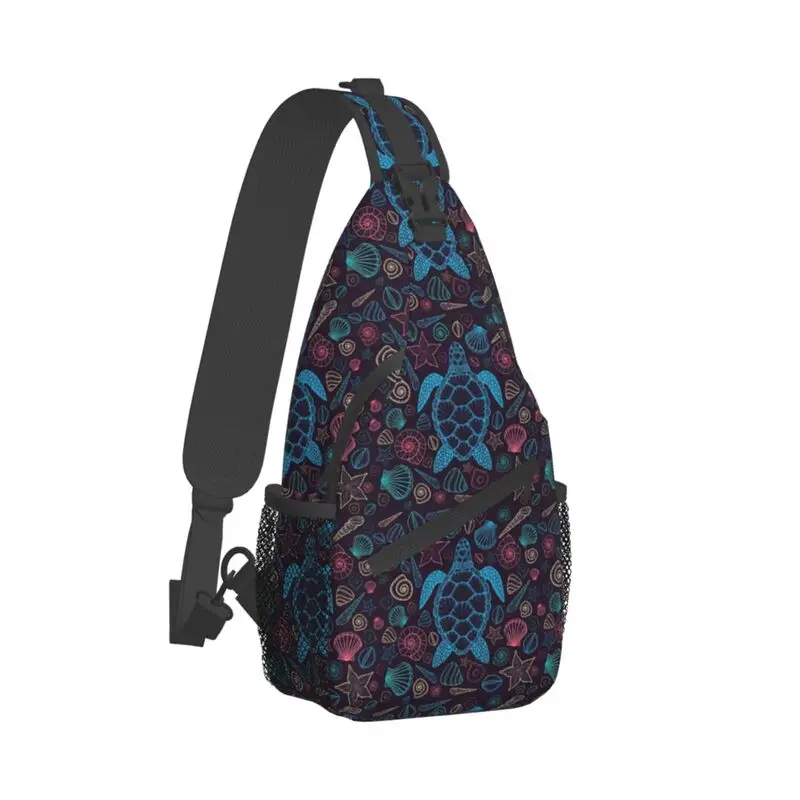 Casual tartarughe colorate con conchiglie borsa a tracolla per viaggi escursionismo uomo oceano animale petto Crossbody zaino spalla Daypack